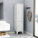 Tall Narrow Tower Cabinet with 2 Shutter Doors 5 Tier Shelves for Bathroom, Kitchen ,Living Room 25815711
