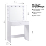 ZUN Vanity Desk with Mirror and Lights, Dressing Table with Large Drawer, 1 Level Storage Dresser & 3 84566565