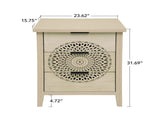 Hollow-Carved 3 Drawer Cabinet Dresser Storage Chest with Metal Handles For Living Room Bedroom W688P223042