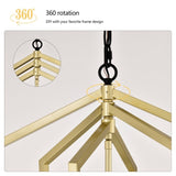 4-Light Farmhouse Kitchen Chandeliers, Vintage Cage Light Fixture Adjustable Height Chandeliers for W1592P230613