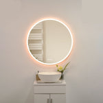 ZUN 32 in. Round Acrylic Framed Dimmable Anti-Fog LED Bathroom Vanity Mirror W716P233451