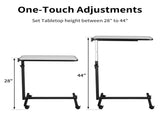 Multifunctional Adjustable Bedside Table MDF/Iron/4 Wheels With Brake, Silver Grey 43020474