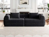 72.4-inch convertible sofa bed, chenille sofa, comes with two side storage pockets, two cushions, W3505P355564