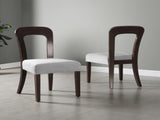 Dining Chairs Set of 2, Upholstered Kitchen Side Chairs with Gray Fabric Seating Dark Brown Solid N779P236958E