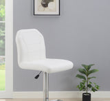 Adjustable stool Chair White Faux Leather Clean Lines Seat Chrome Base Modern Set of 2 Chairs / B011P151352