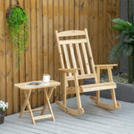 ZUN 2 Pieces Wood Patio Bistro Set, Outdoor Rocking Chair Set with Armrests High Back Rocking Chair W2225142477