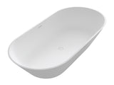 63 Inch Solid Surface Soaking Bathtub for Bathroom, Matte White T3785P490211