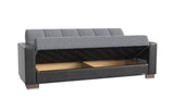 PrimeNest NimbusFlow Upholstered Convertible Sofabed with Storage, Grey/Black-PU Polyester B030P286521
