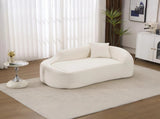 LY-048 Compression Curved Chaise Longue Chair Indoor, Modern Chenille Loveseat Couch with Deep Seat W2231P401698