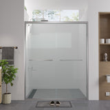 56-60"x74" Aluminum Frame Double Sliding Shower Door,Bypass Bathroom Sliding Door with Premium 1/4" W2011P330163