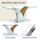 Rectangular Coffee Table.Tempered glass countertop, and artistic MDF legs,perfect for hosting W1151P216459