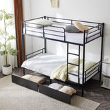 Twin Over Twin Convertible Bunk Bed with 2 Storage Drawers, Metal Bunk Bed Can be 03534327
