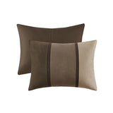 7 Piece Faux Suede Comforter Set Brown Queen B03596967