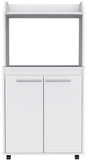 ZUN Kira Kitchen Kart, Double Door Cabinet, One Open Shelf, Two Interior Shelves -White B20091922