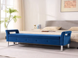 67.91"Wide Velvet Storage Soft Bench with Armrests for Living Room, Entryway and Bedroom. Navy W3118P272640