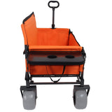 3-in-1 Folding Wagon with Bench Seat & Rear-Mounted Folding Tabletop 500lbs Capacity, 9"x4" Beach W2932P320637
