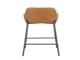 Daniella Industrial Counter Stool in Black Metal and Camel Faux Leather by LumiSource - Set of 2 B202P221714