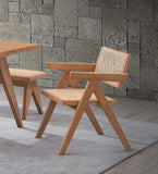 Casual Stylish Rattan Arm Chairs Set of 2 Natural Finish Mid-Century Modern Kitchen Dining Furniture B2741P333533