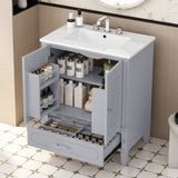30" Bathroom Vanity with Sink Vintage Style, Multi-functional Storage Space, Door Shelf, N759P218644E