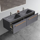 ZUN U054-Nevia60W-207 Nevia 60" Exclusive Gray Bathroom Vanity with Gray Solid Surface Sink, Wall W1865P147123