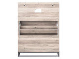 Barn door three-drawer cabinet with top panel shoe cabinet particleboard 80*24*145cm washed gray 24408365