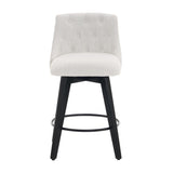 007-Swivel Counter Chairs, Modern Linen Fabric with Button-Tufted Backrest, Stylish Bar Stools, Set W2636P242111