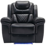Home Theater Seating Manual Recliner Chair with LED Light Strip for Living Room,Bedroom, Black WF310725AAB