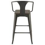 ZUN Dark Elm and Matte Black Bar Height Stool B062P153516