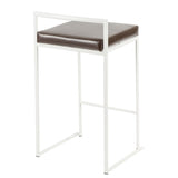 Fuji Contemporary Stackable Counter Stool in White with Brown Faux Leather Cushion by LumiSource B202P222381