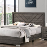 Contemporary Grey Finish Unique Queen Size Bed 1pc Bedroom Furniture Unique Lines Headboard Wooden B011P155467