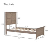 ZUN Farmhouse Wooden Platform Twin Size Bed with Panel Design Headboard and Footboard for Teenager, Ash WF530025AAD