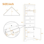 ZUN White Triangle Tall Cabinet with 3 Drawers and Adjustable Shelves for Bathroom, Kitchen or Living WF298150AAK