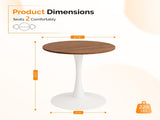 Round Tulip Dining Table, 27.6 Inch 2-Seater Kitchen Table, Melamine Laminated MDF Tabletop with 75894291