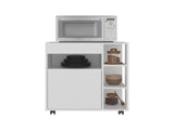 Jud Microwave Cart with 5 Shelves, 1 Door, Cabinet Storage, and Rolling Casters, White B097P474296