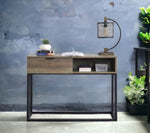 ZUN Rustic Oak and Black Writing Desk with Drawer and Shelf B062P209209