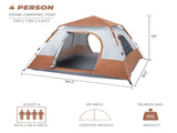 240*240*150cm Spring Quick Opening Four-Person Family Tent Camping Tent Brown 40665262