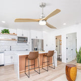 Indoor 52 Inch Ceiling Fan With Dimmable Led Light 6 Speed Remote 3 Wood Blade Reversible DC Motor W934P214536