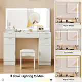 ZUN Dressing table set with LED mirror and 3 lighting modes, dressing table with 5 drawers and 2 96670198