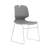 Modern Stacked Office Chair Set with Ergonomic Design in Grey, Polypropylene and Steel Construction, W3788P373805