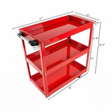 Upgrade 3-Tier Rolling Tool Cart with Lockable Wheels, Heavy Duty Steel Utility Cart, Kitchen Cart 76361782