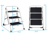 3-Step Folding Ladder - 330lbs Capacity, Anti-Slip Steps & Foot Pads, Lightweight Space-Saving 78861394