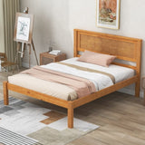 Platform Bed Frame with Headboard , Wood Slat Support , No Box Spring Needed ,Twin,Oak WF212811AAN