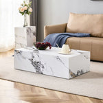 ZUN Modern MDF Coffee Table with Marble Pattern - 39.37x23.62x11.81 inches - Stylish and Durable Design W1151P194279