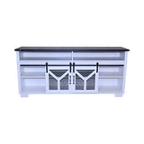 65.3" TV Stand with LED light strips and Iron mesh barn door Y decorative strip white Black walnut W1412P271798