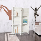 ZUN Room Divider 4 Panel, White Room Divider with Shelves, Wall Room Dividers and Folding Privacy 25185997