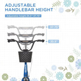 Youth Scooter with Adjustable Handlebars and plastic basket 16" Inflatable Rubber Tires -Blue 70179671