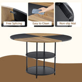 47.3-inch diameter modern splicing circular dining table - double-layer storage, wood and black W1151P268732