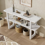 TREXM Retro Elegant Console Table with Marble-Effect Top and Versatile Storage Solutions for N715P196906K