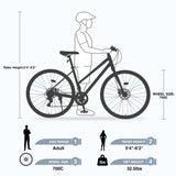 7 Speed Hybrid bike Disc Brake 700C Road Bike For men women's City Bicycle W1019127659