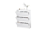 Shoe Cabinet for Entryway, White Narrow Shoe Storage Cabinet Flip Down Shoe Rack Wood 3 Tier Shoe 58259899